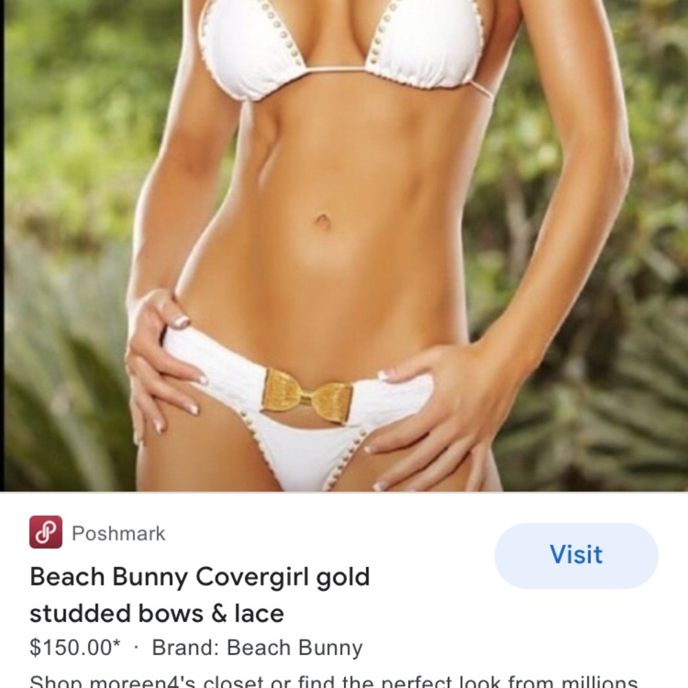 Beach bunny white/gold/lace  studded bikini